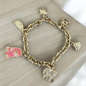 LILLY PULITZER "Oh Shift!" Goldtone 8” Charm BRACELET